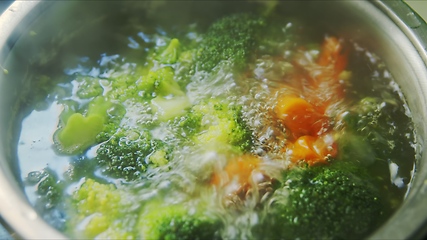 Image showing Vegetables boiling in hot water