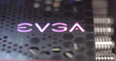 Image showing BUDAPEST, HUNGARY - CIRCA 2020: EVGA gForce RTX 3080 graphics card, which features Ampere architecture and raytracing technology