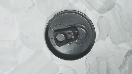 Image showing Aluminum Soda Tin Can Rotating in cool Ice footage