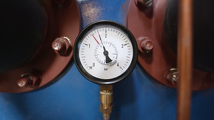 Image showing Closeup of clean pressure gauge