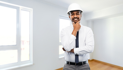 Image showing indian male architect in helmet at new apartment