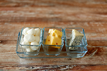 Image showing different kinds of cheese in glass cups