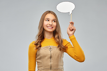 Image showing teenage girl holding speech bubble