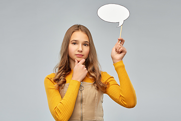 Image showing teenage girl holding speech bubble