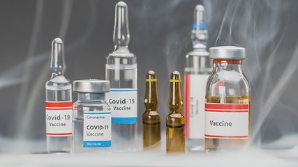 Image showing Vaccine for virus in small bottles