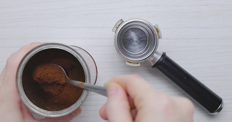 Image showing Preparing coffee for the machine