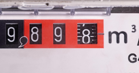 Image showing Gas counter closeup footage with numbers spinning