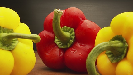 Image showing Bell pepper in camera motion on the table