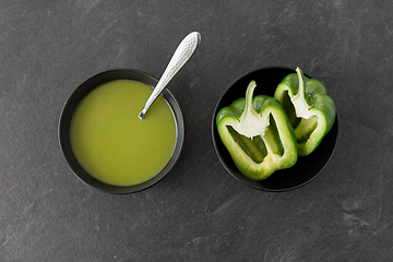 Image showing green pepper or paprika cream soup in bowl