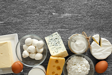 Image showing milk, yogurt, eggs, cottage cheese and butter