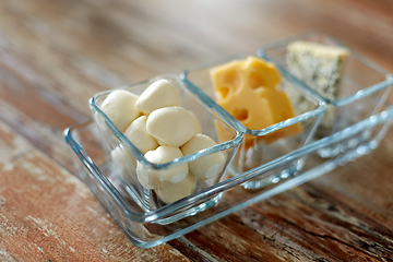 Image showing different kinds of cheese in glass cups