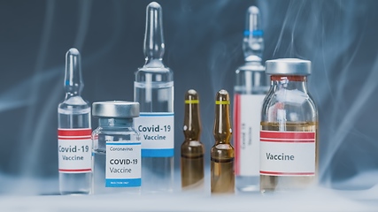 Image showing Vaccine for lethal virus in small bottles