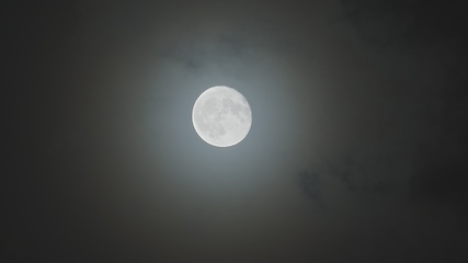 Image showing Full moon against cloudy night sky