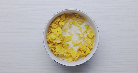 Image showing TImelapse of Eating bowl of cereals for breakfast closeup footage