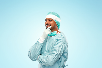 Image showing indian male doctor or surgeon in protective wear