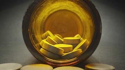 Image showing Medical pills with camera motion closeup