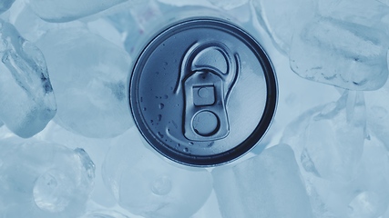 Image showing Aluminum Soda Tin Can Rotating in cool Ice motion footage