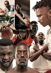 Image showing Creative collage of a basketball players in action