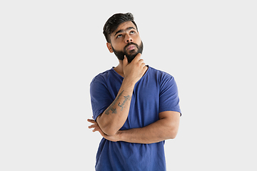 Image showing Portrait of young man isolated on white studio background