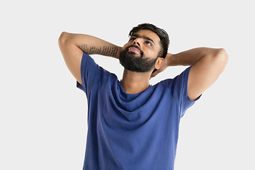 Image showing Portrait of young man isolated on white studio background