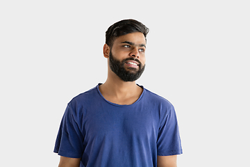 Image showing Portrait of young man isolated on white studio background