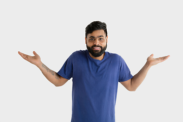 Image showing Portrait of young man isolated on white studio background