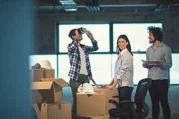 Image showing group of business people,architect and engineer on construction 