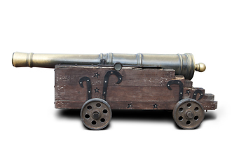 Image showing Medieval brass cannon