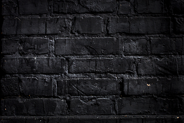 Image showing Black brick wall