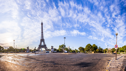 Image showing The Eiffel Tower seen from Pont d\'Iena in Paris, France.