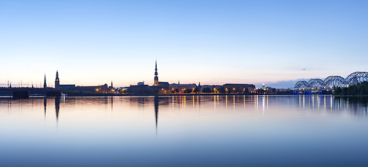 Image showing Riga cityline panorama in early morning