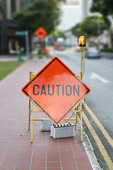 Image showing Caution road street sign