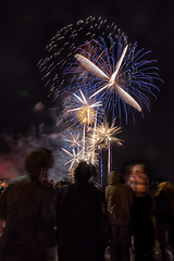 Image showing Crowd watching New Years fireworks