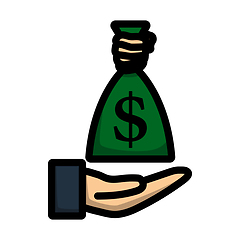 Image showing Hand Holding The Money Bag Icon