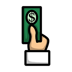 Image showing Hand Hold Dollar Banknote Icon