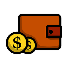 Image showing Two Golden Coins In Front Of Purse Icon