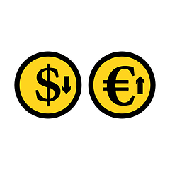 Image showing Falling Dollar And Growth Up Euro Coins Icon