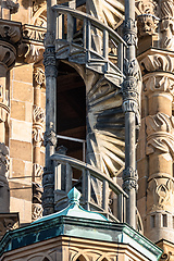 Image showing outdoor stairs at the tower of the Kilian Church in Heilbronn Ge