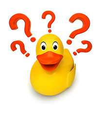 Image showing rubber ducky with red question marks