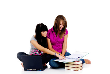 Image showing Teenager girls studying 