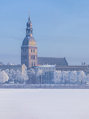 Image showing Winter skyline of Latvian capital Riga Old town