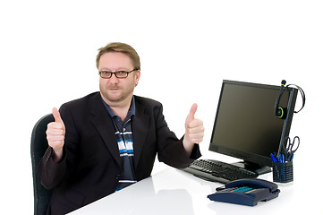 Image showing Businessman on desk 