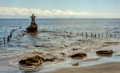 Image showing Small temple on the shore by the sea