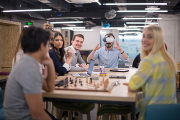 Image showing Young Multiethnic Business team using virtual reality headset