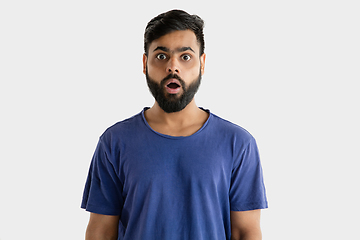 Image showing Portrait of young man isolated on white studio background