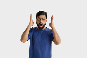 Image showing Portrait of young man isolated on white studio background