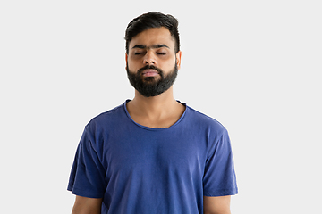 Image showing Portrait of young man isolated on white studio background