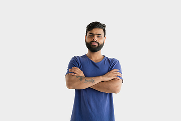 Image showing Portrait of young man isolated on white studio background