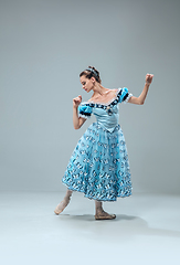 Image showing Contemporary ballroom dancer on grey studio background