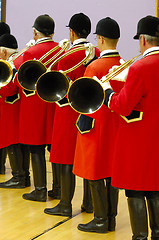 Image showing musicians playing on hunting horns